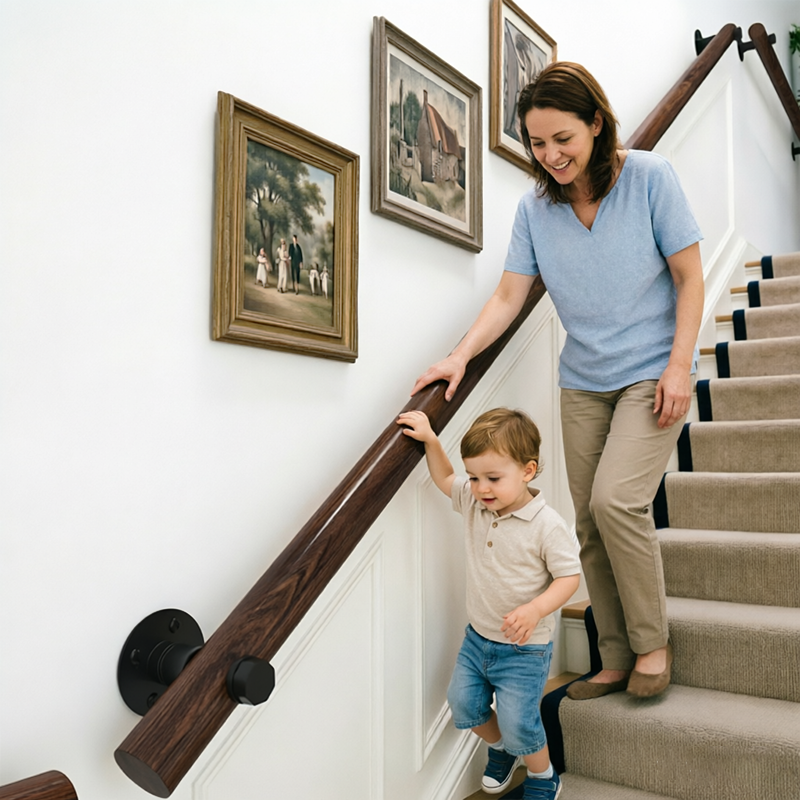Stairs Handrails For Wall Solid Wood Stair Handrail – Wall Mounted Handrail with Seamless Connec ...
