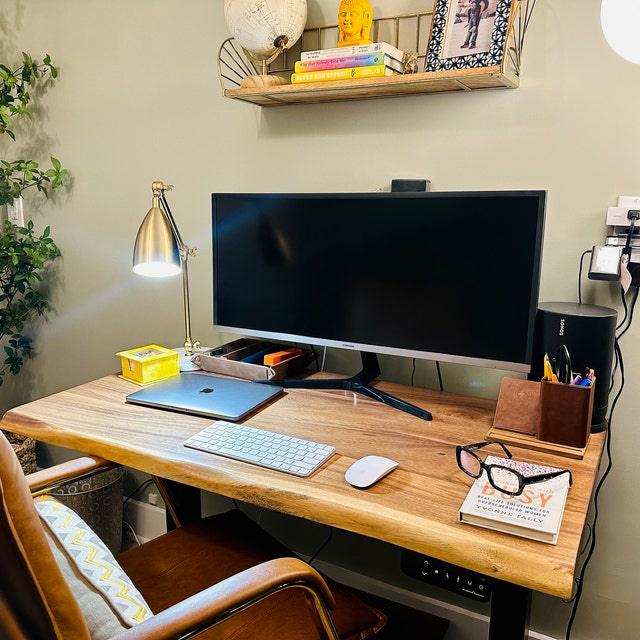 Woodartdeal Height Adjustable Live Edge Standing Desk, Black Walnut - Woodartdeal