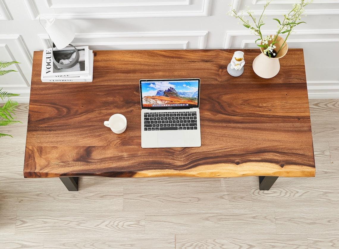 Walnut Office Desk, Computer Desk, Desk With Metal Legs