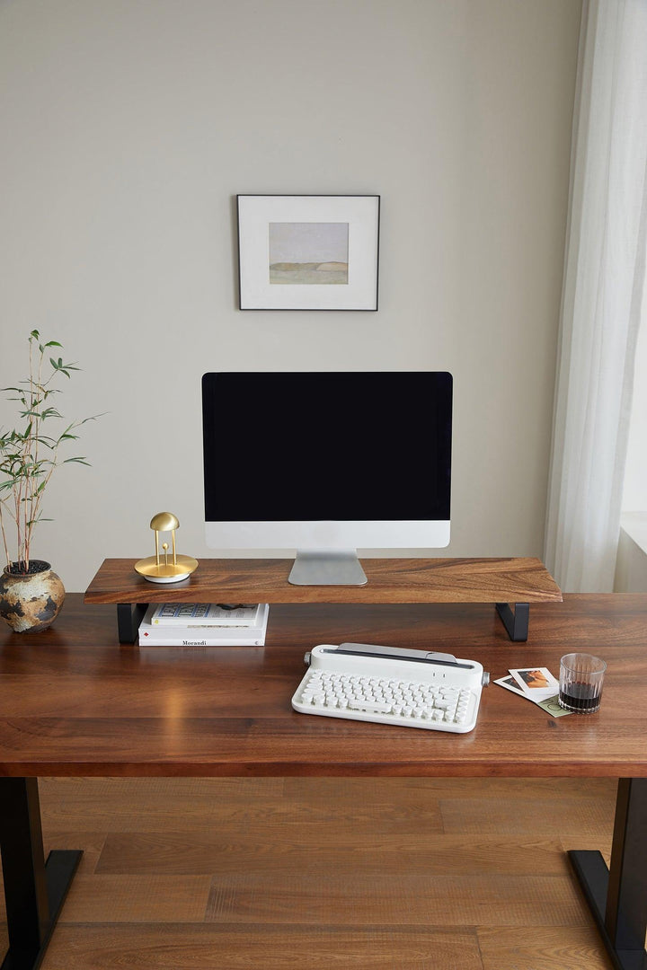 Woodartdeal Solid Wood Desk Shelf, Black Walnut - Woodartdeal